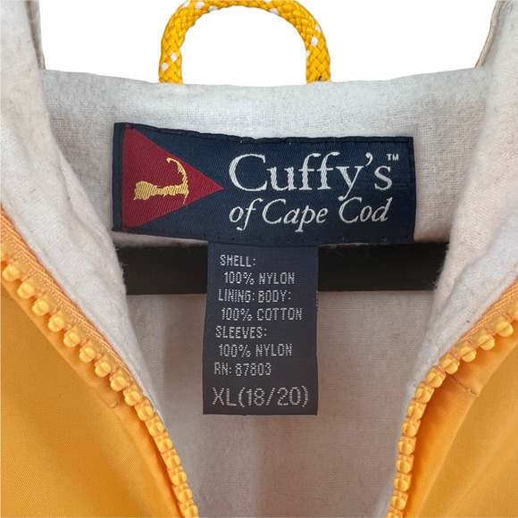 Cuffys of Cape Cod Massachusetts Kids Yellow Waterproof Windbreaker Jacket - Picture 3 of 12